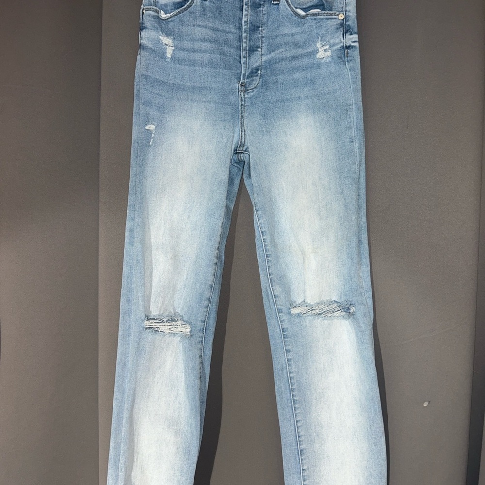 BLANKNYC The Baxter Ribcage Straight Jeans 27 Distressed Raw Hem